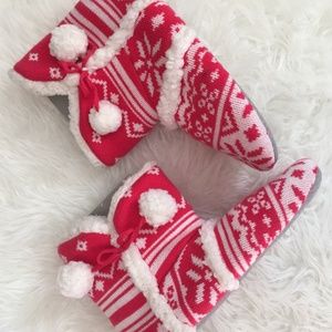 Victoria's Secret Christmas slippers with Pom poms